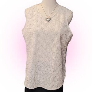 ANN TAYLOR WHITE LACE OVERLAY WOMEN'S TANK TOP SHIRT EUC 10 M